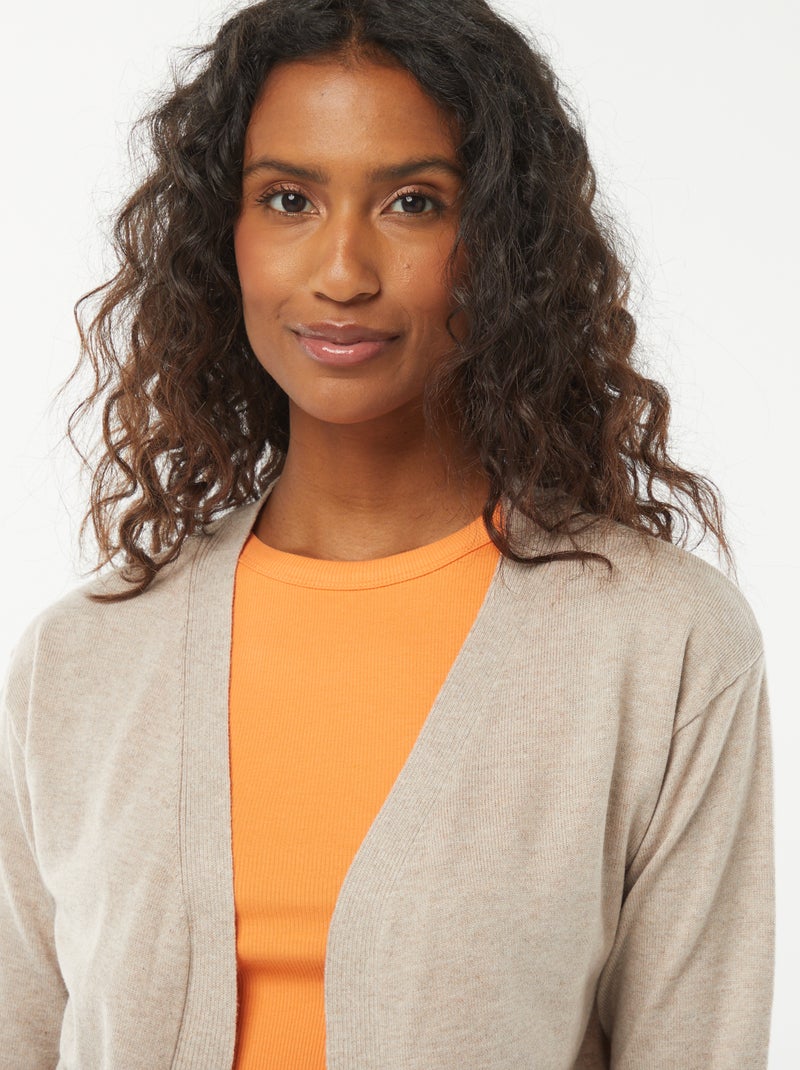 Cardigan lungo in maglia leggera Beige - Kiabi