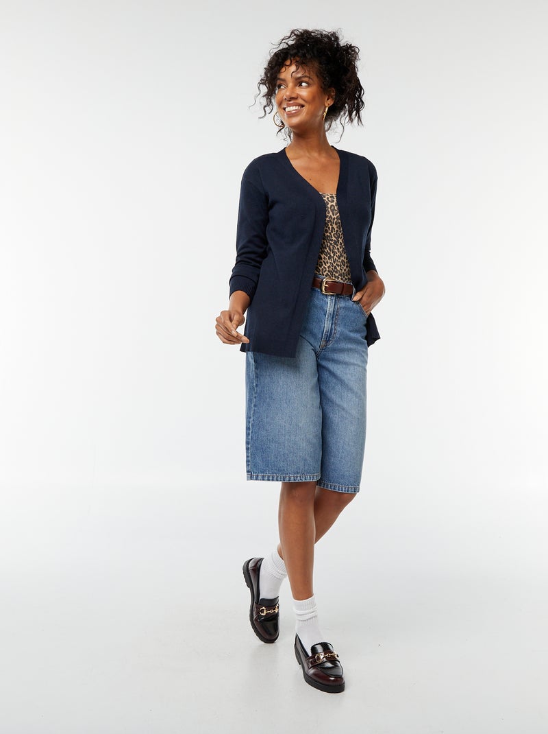 Cardigan lungo in maglia leggera blu - Kiabi
