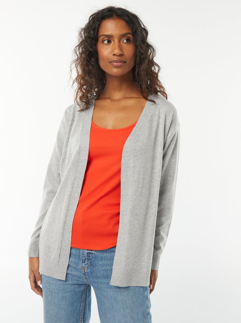 Cardigan lungo in maglia leggera Grigio - Kiabi