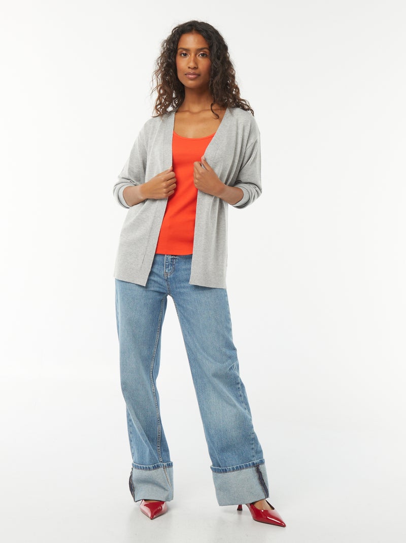 Cardigan lungo in maglia leggera Grigio - Kiabi