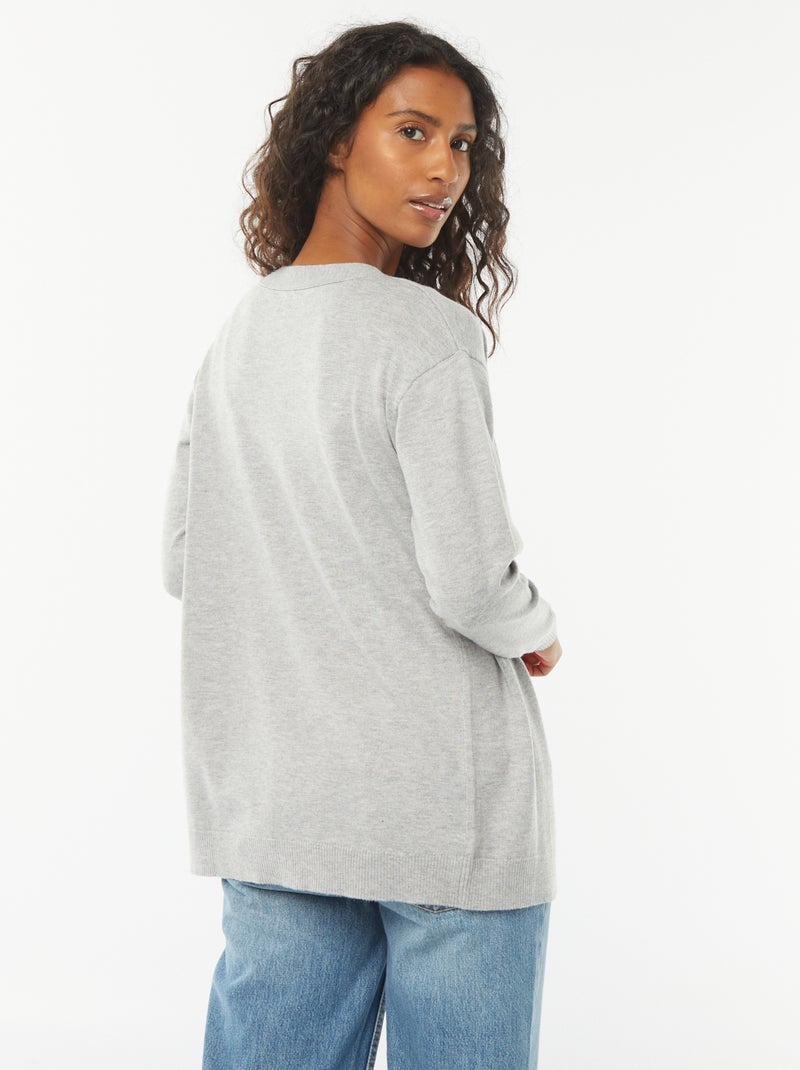 Cardigan lungo in maglia leggera Grigio - Kiabi