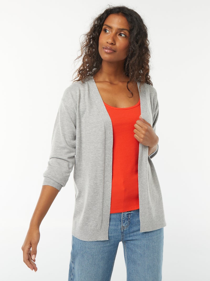 Cardigan lungo in maglia leggera Grigio - Kiabi
