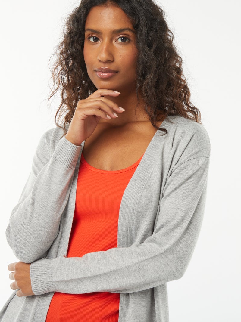 Cardigan lungo in maglia leggera Grigio - Kiabi