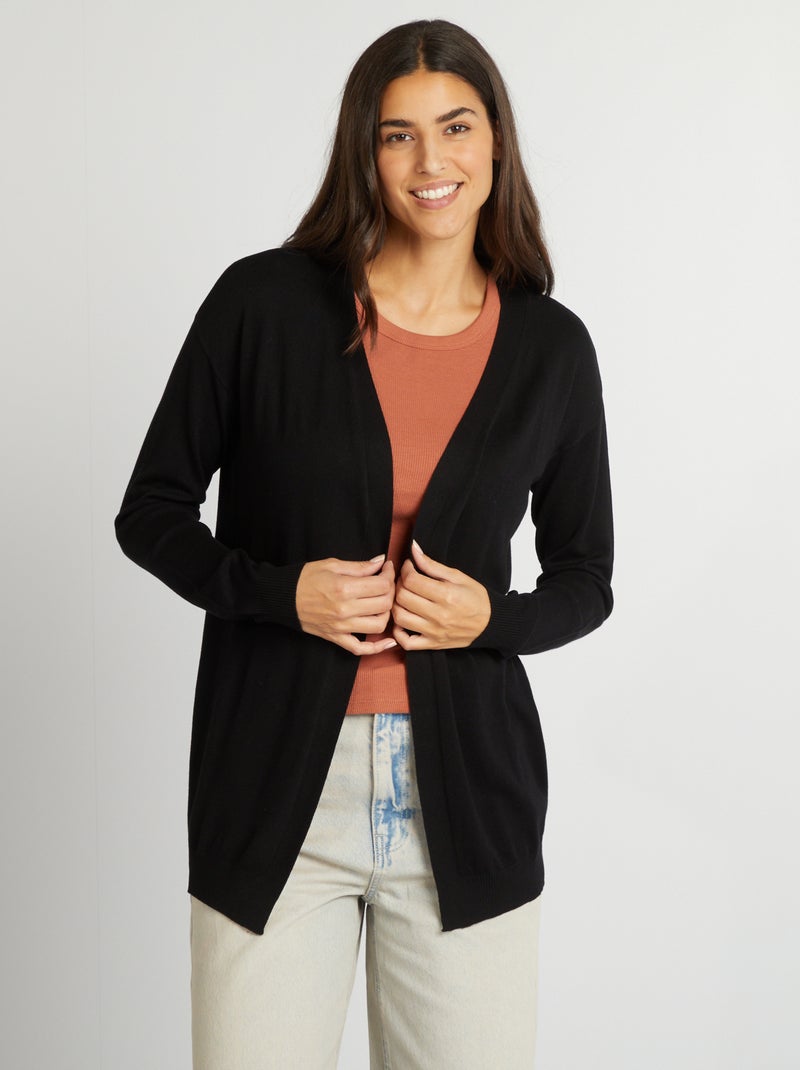 Cardigan lungo in maglia leggera nero - Kiabi