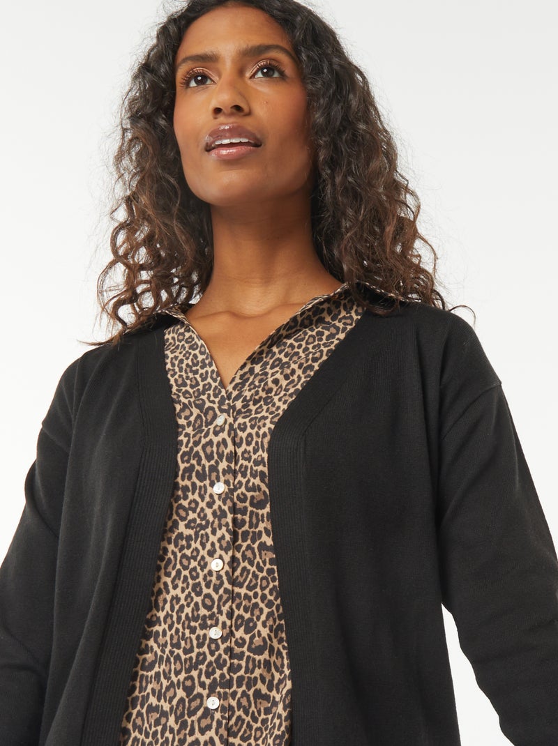 Cardigan lungo in maglia leggera nero - Kiabi