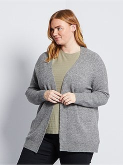 Taglie forti donna - Cardigan lungo in maglia morbida e calda - Kiabi