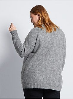 Taglie forti donna - Cardigan lungo in maglia morbida e calda - Kiabi