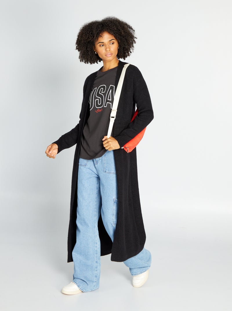 Cardigan lungo in maglia NERO - Kiabi