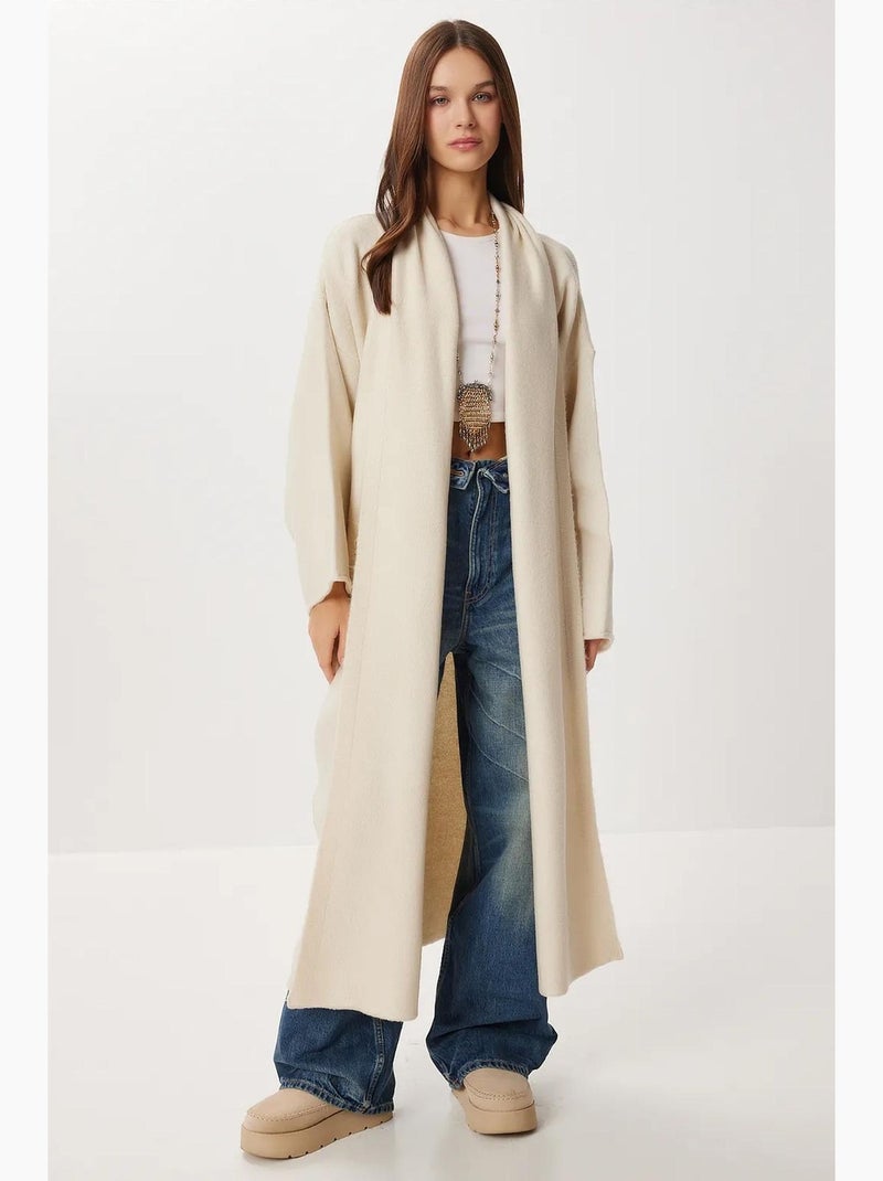 Cardigan lungo in maglia oversize con colletto aperto istanbul Sabbia - Kiabi