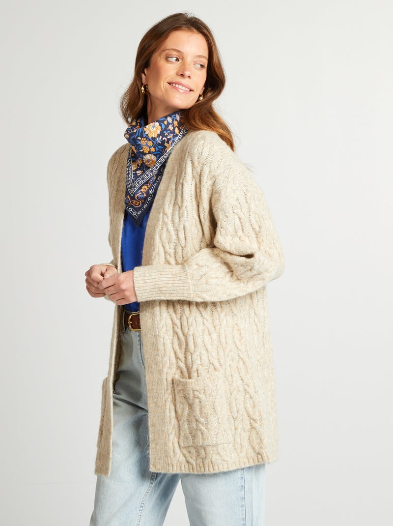 Cardigan lungo in misto lana 'JDY' BEIGE - Kiabi