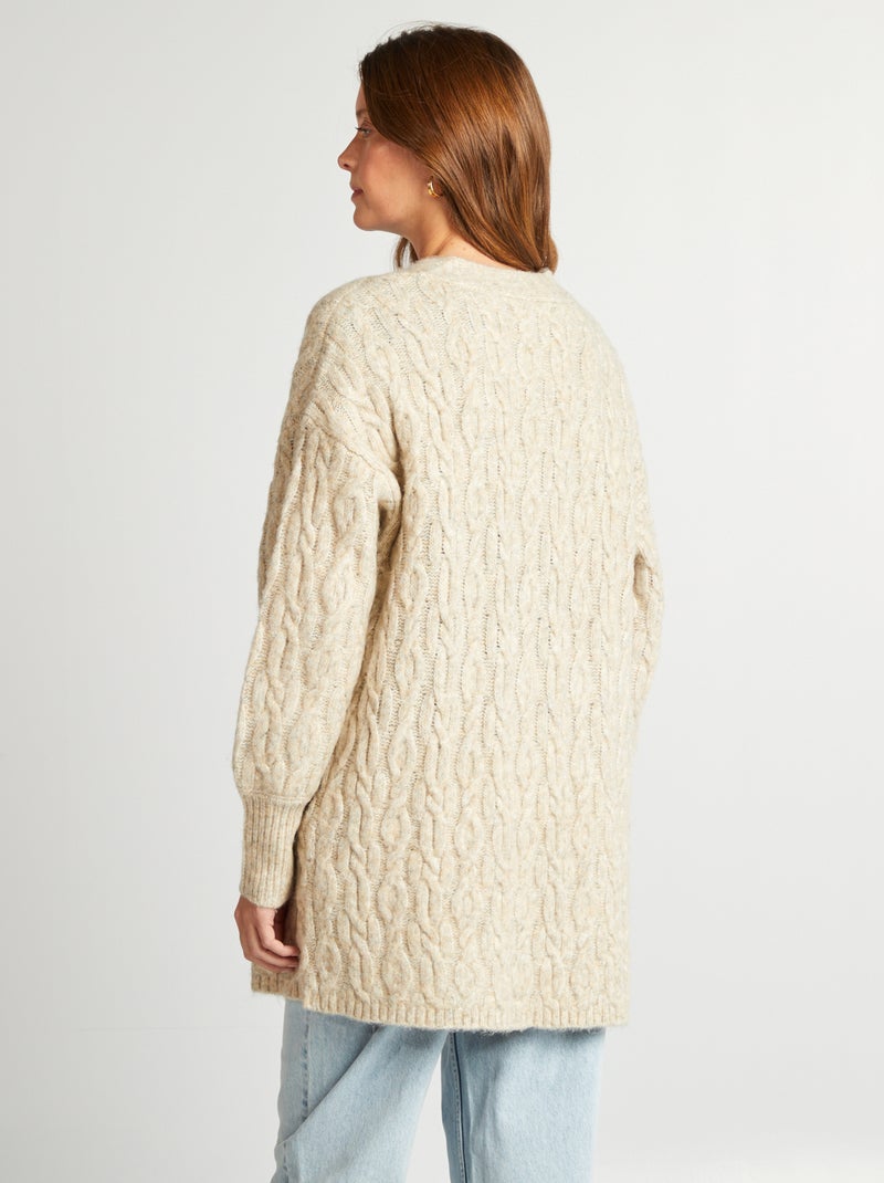 Cardigan lungo in misto lana 'JDY' BEIGE - Kiabi