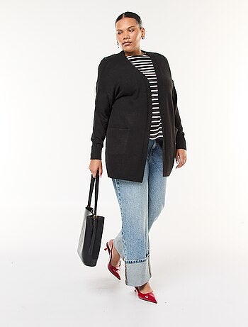 Cardigan lungo lavorato a maglia con 2 tasche