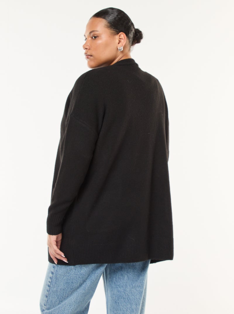 Cardigan lungo lavorato a maglia con 2 tasche nero - Kiabi