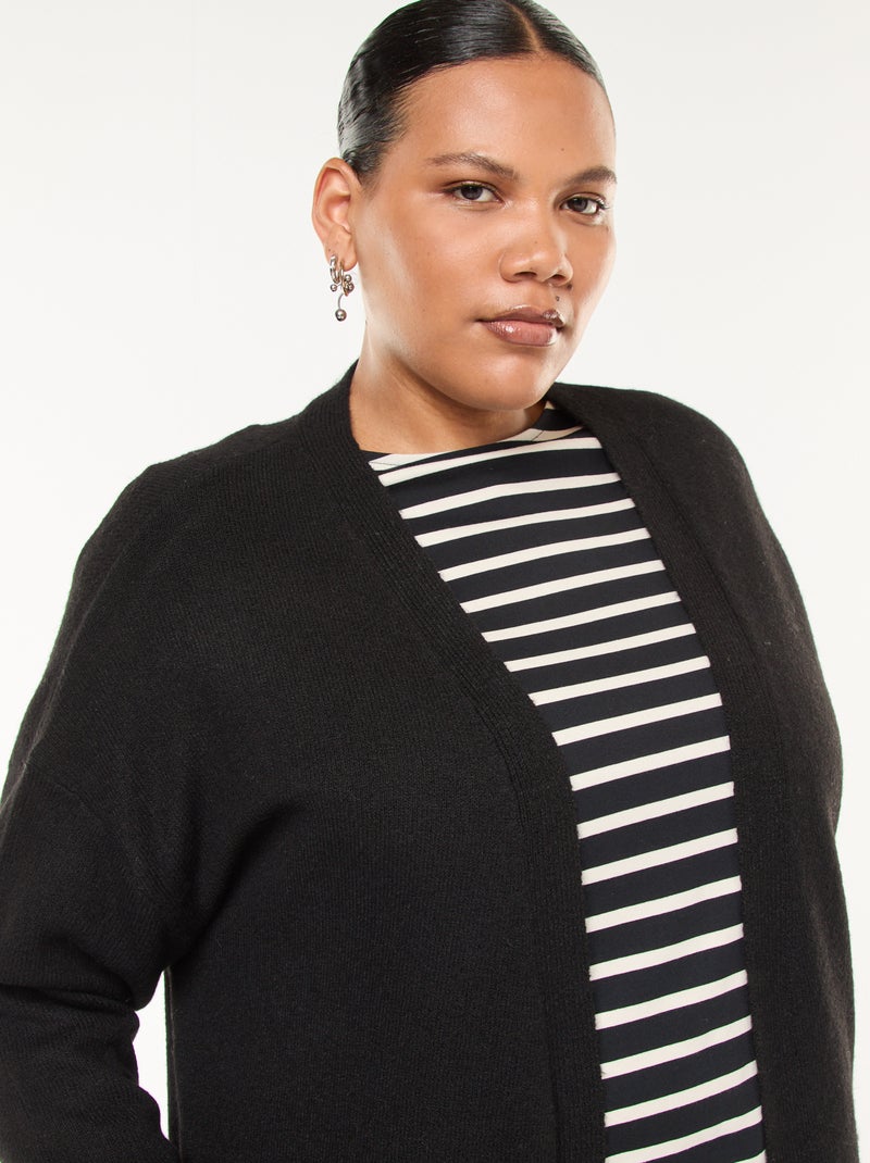 Cardigan lungo lavorato a maglia con 2 tasche nero - Kiabi