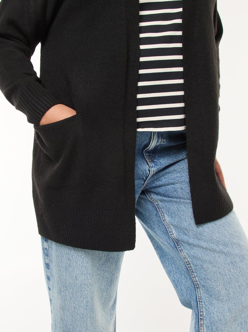 Cardigan lungo lavorato a maglia con 2 tasche nero - Kiabi