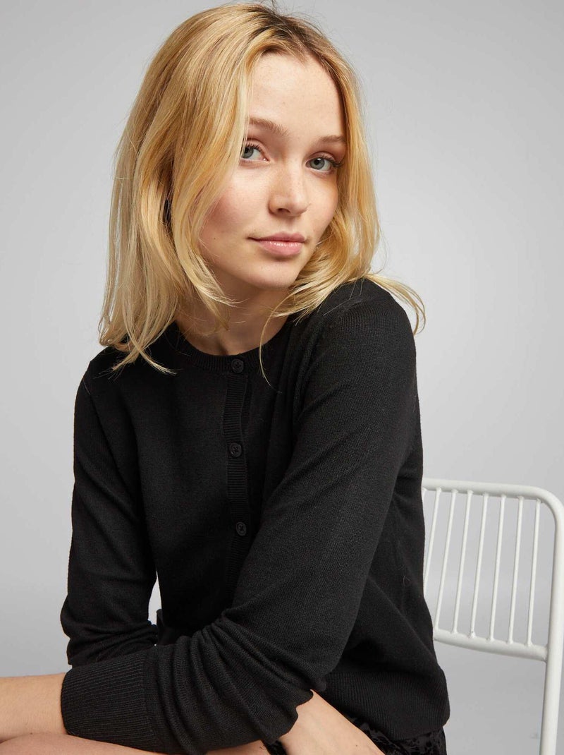 Cardigan maniche lunghe nero - Kiabi
