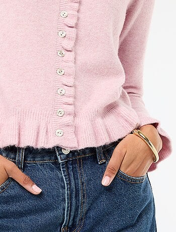 Cardigan melange con dettagli ondulati