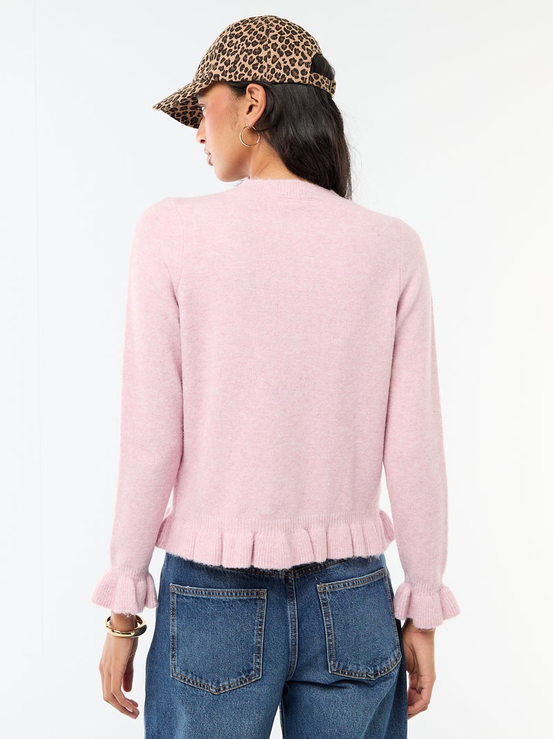 Cardigan melange con dettagli ondulati Rosa - Kiabi