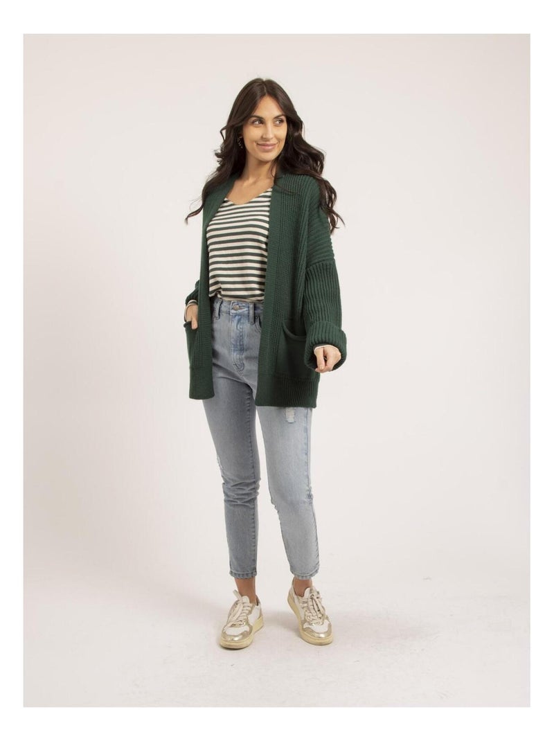 Cardigan mi-long ouvert KIRSTEN Verde foresta - Kiabi