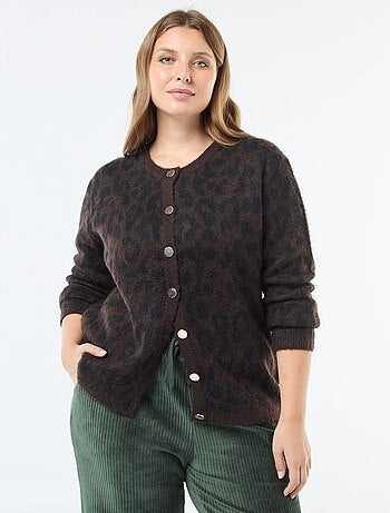 Cardigan morbido con stampa leopardata