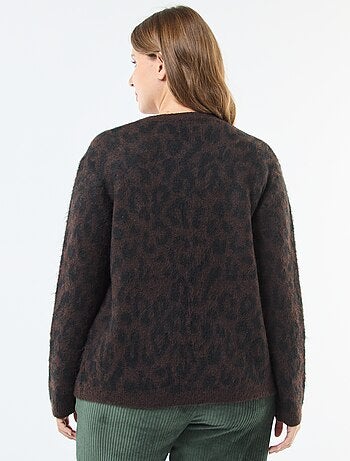 Cardigan morbido con stampa leopardata