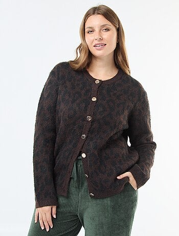 Cardigan morbido con stampa leopardata