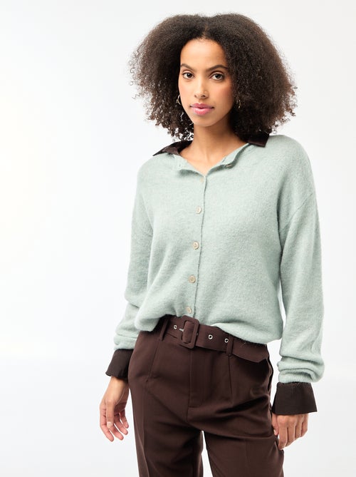 Cardigan morbido in lana e mohair - Kiabi