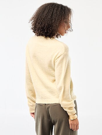 Cardigan morbido in lana e mohair