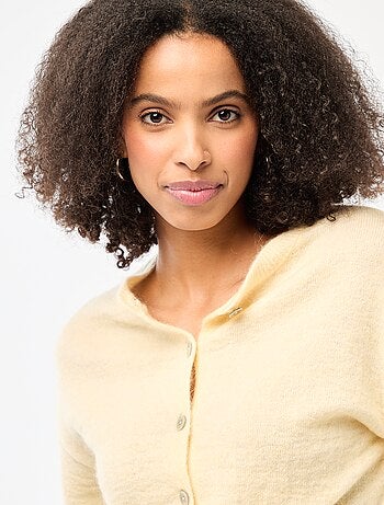 Cardigan morbido in lana e mohair