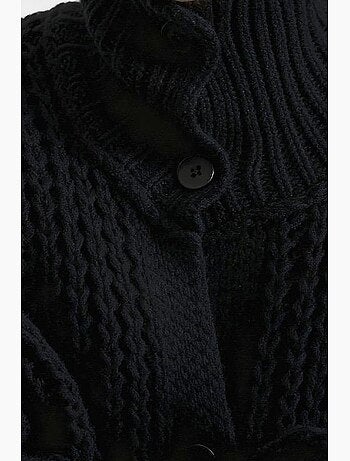 Cardigan oversize a coste con collo alto giesto