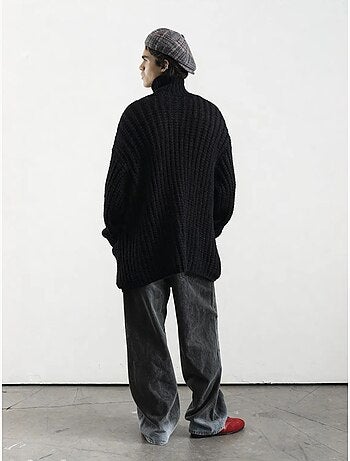 Cardigan oversize a coste con collo alto giesto