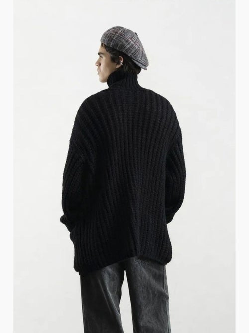 Cardigan oversize a coste con collo alto giesto - Kiabi Cardigan oversize a coste con collo alto giesto - Kiabi