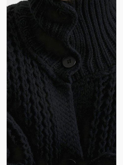 Cardigan oversize a coste con collo alto giesto - Kiabi Cardigan oversize a coste con collo alto giesto - Kiabi