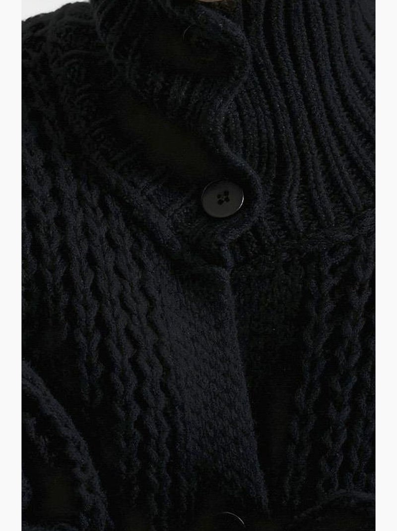 Cardigan oversize a coste con collo alto giesto Nero - Kiabi