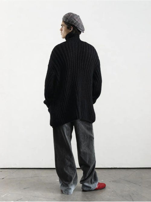 Cardigan oversize a coste con collo alto giesto - Kiabi Cardigan oversize a coste con collo alto giesto - Kiabi