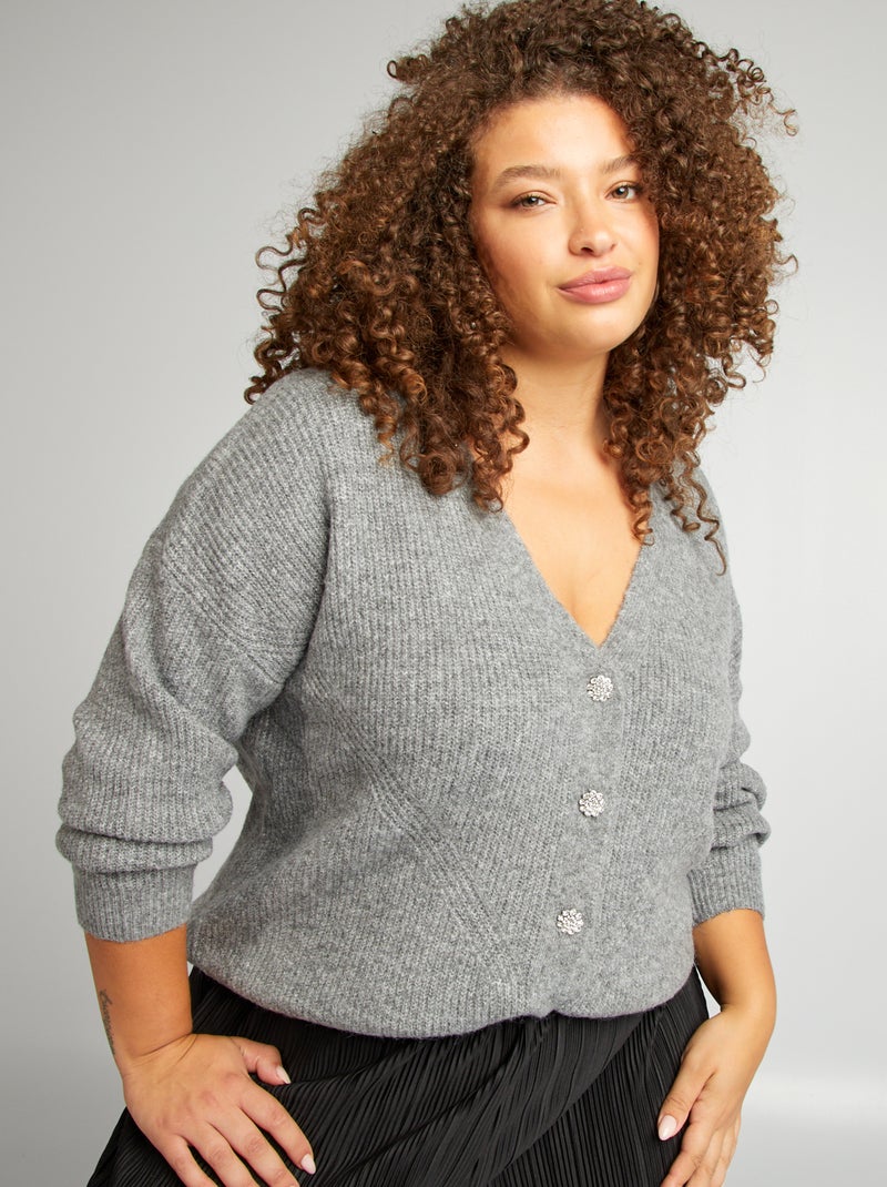 Cardigan oversize con allacciatura con bottoni GRIGIO - Kiabi