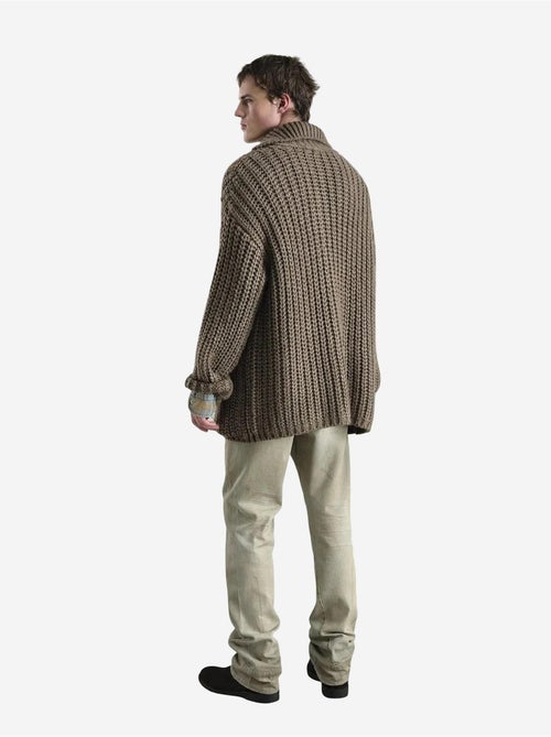 Cardigan oversize in maglia a coste con dolcevita e tasche giesto - Kiabi Cardigan oversize in maglia a coste con dolcevita e tasche giesto - Kiabi