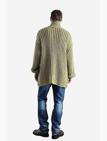 Cardigan oversize in maglia a coste con mezzo collo alto giesto