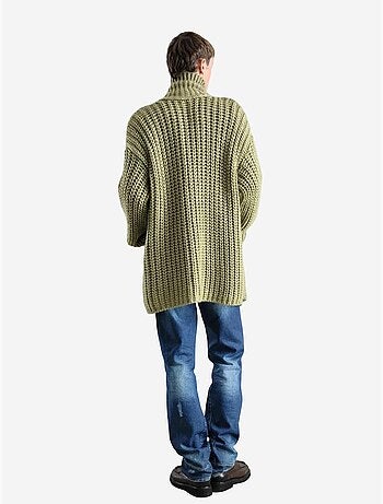 Cardigan oversize in maglia a coste con mezzo collo alto giesto