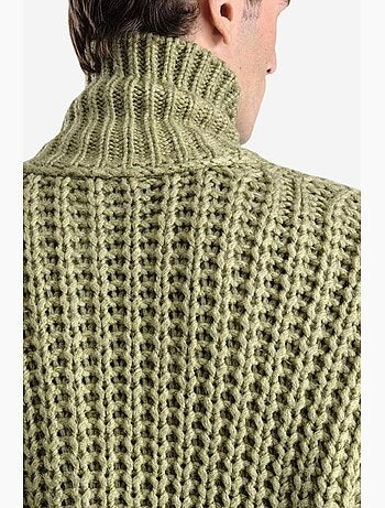 Cardigan oversize in maglia a coste con mezzo collo alto giesto