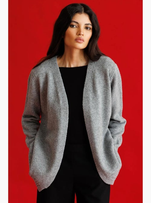Cardigan oversize in maglia a coste mixray - Kiabi Cardigan oversize in maglia a coste mixray - Kiabi