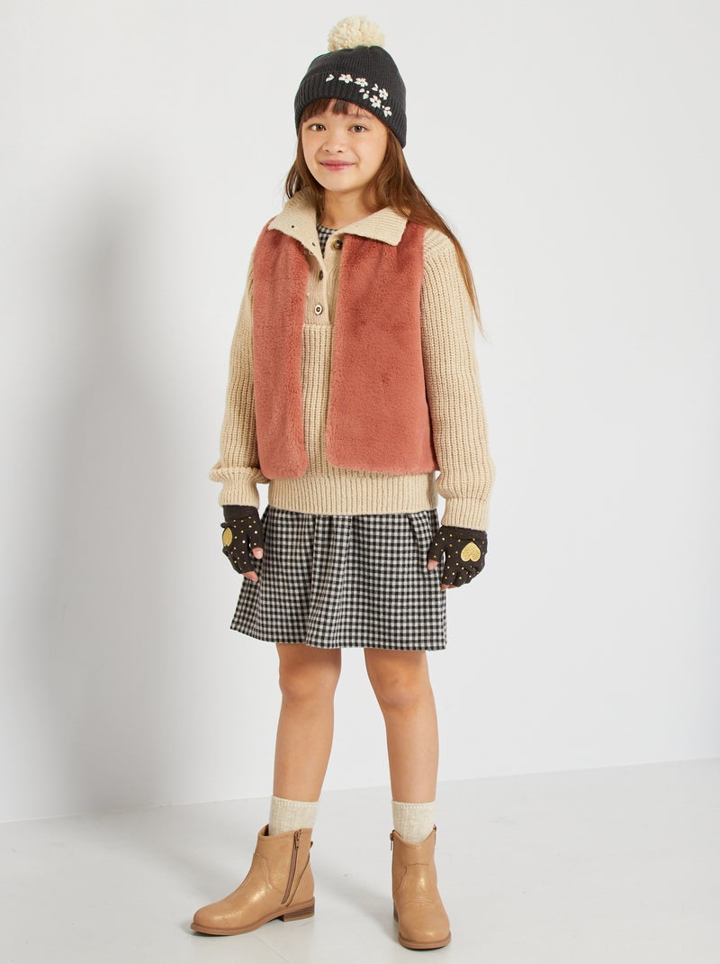 Cardigan pelliccia senza maniche marrone - Kiabi
