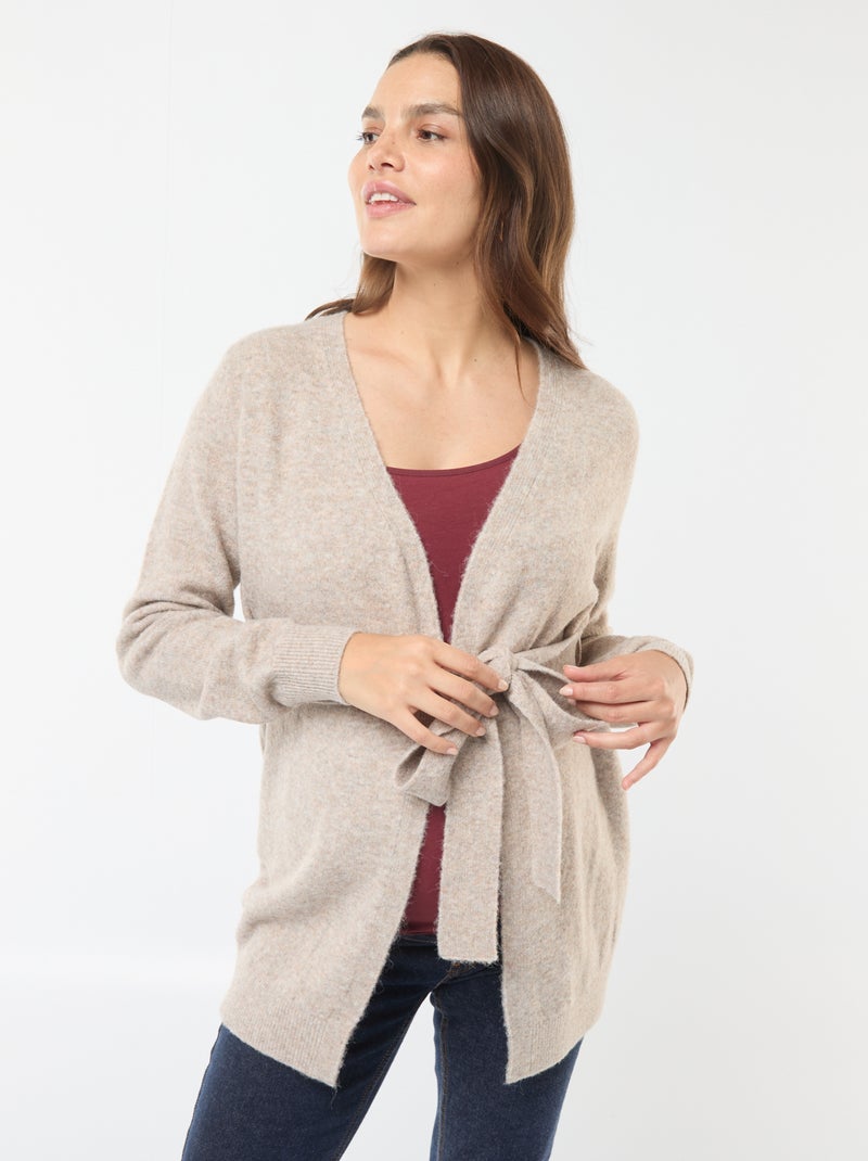 Cardigan premaman lungo e con cintura Beige - Kiabi