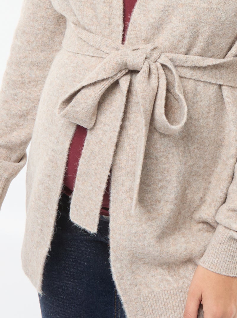 Cardigan premaman lungo e con cintura Beige - Kiabi