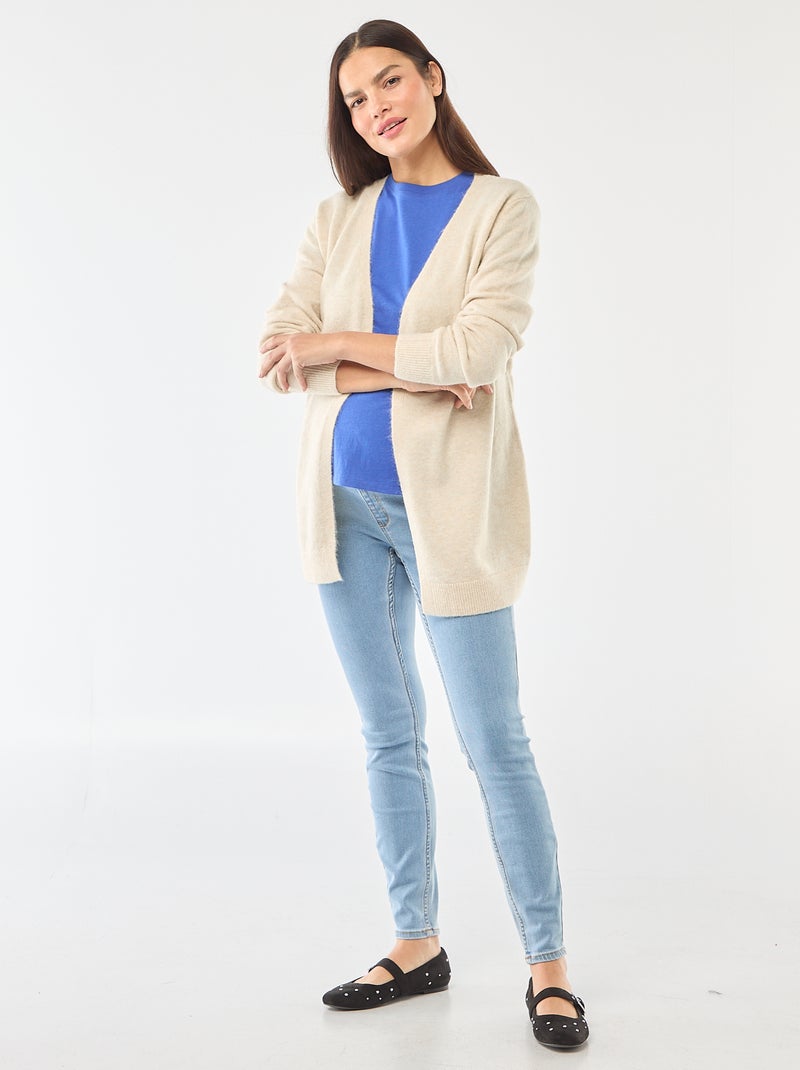 Cardigan premaman lungo e con cintura Beige - Kiabi