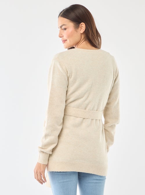 Cardigan premaman lungo e con cintura - Kiabi