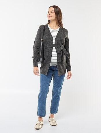 Cardigan premaman lungo e con cintura