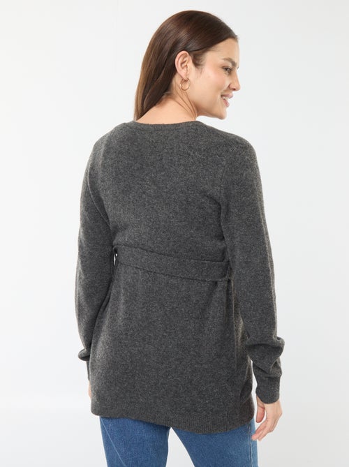 Cardigan premaman lungo e con cintura - Kiabi