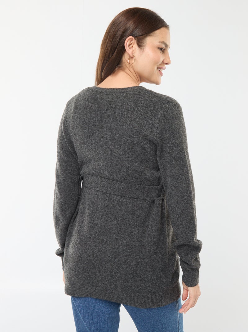 Cardigan premaman lungo e con cintura Grigio - Kiabi