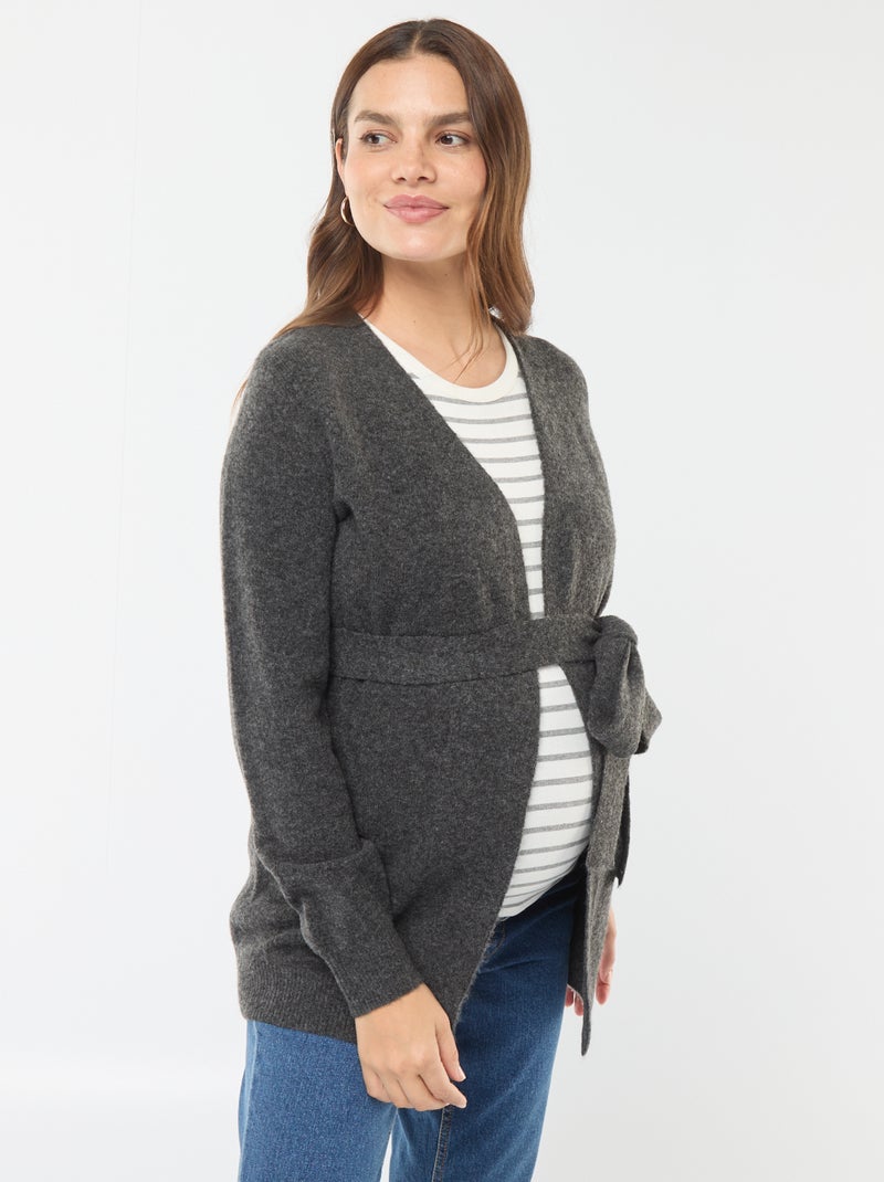 Cardigan premaman lungo e con cintura Grigio - Kiabi